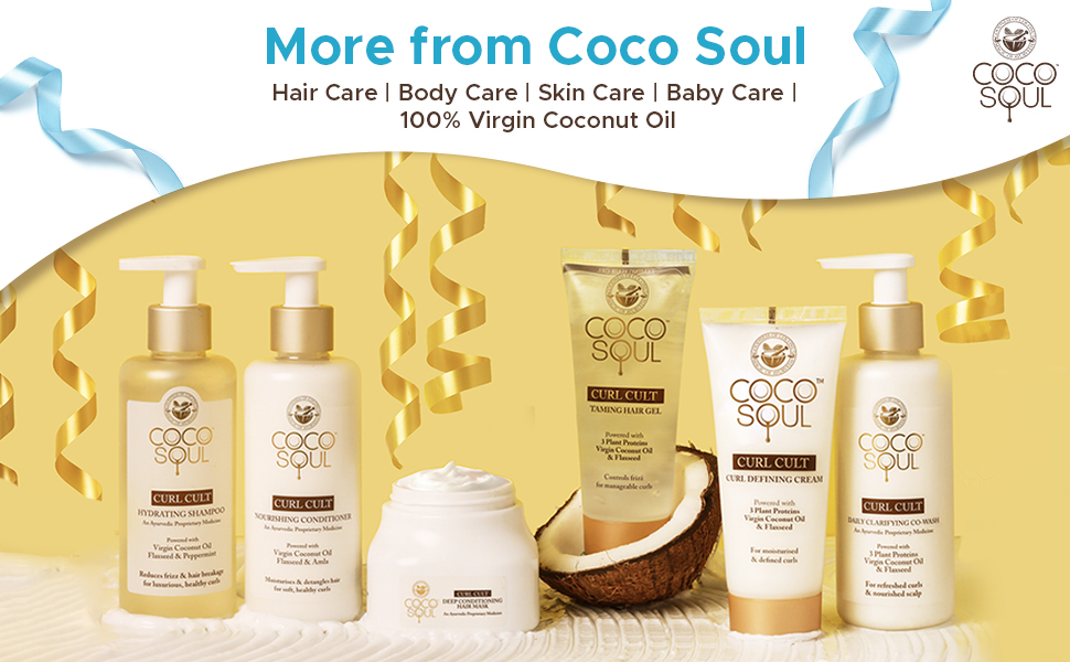 Coco Soul Curl Cult Daily Clarifying Co-Wash with 100% Cold Pressed Virgin Coconut Oil | Ayurvedic Medicine | Flaxseed & 3 Plant Protein | From the Makers of Parachute Advansed | 200ml