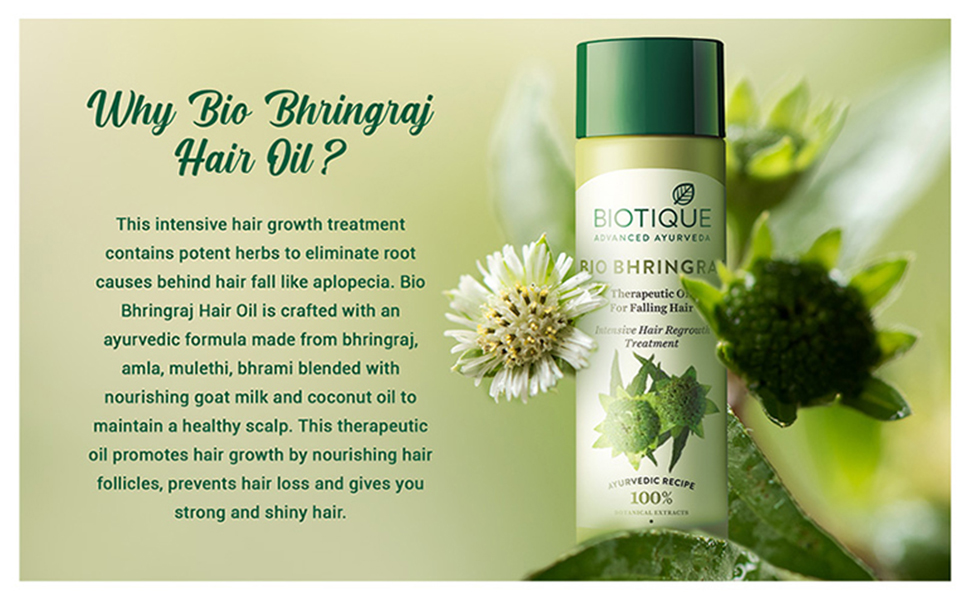 Buy Biotique Bio Bhringraj Therapeutic Oil Intensive Hair Regrowth  Treatment - 120 mlOnline in Chennai | Pixies